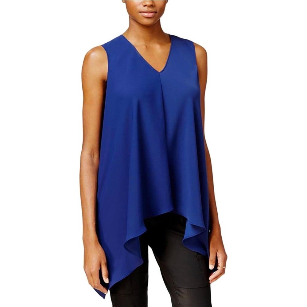 Rachel Roy NEW Women's Sleeveless Asymmetrical Sleeveless Top, Blue (XS)